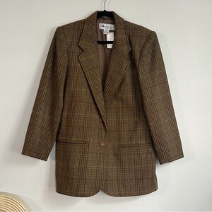 AWL Eddie Bauer Wool blend Brown Autumn Plaid Blazer jacket Dead-stock